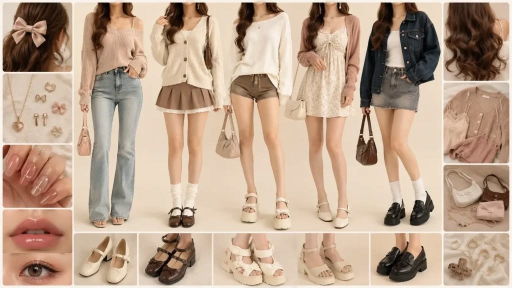 Coquette outfits for women with bows and lace